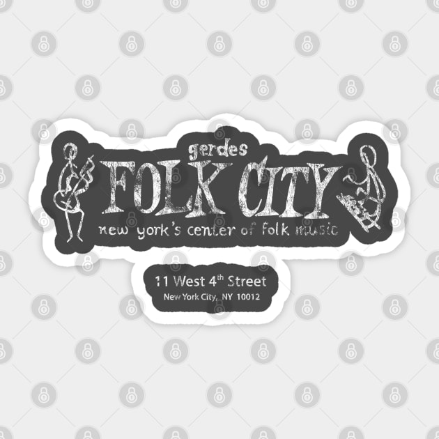 Folk City - distressed  (white) Sticker by Joada